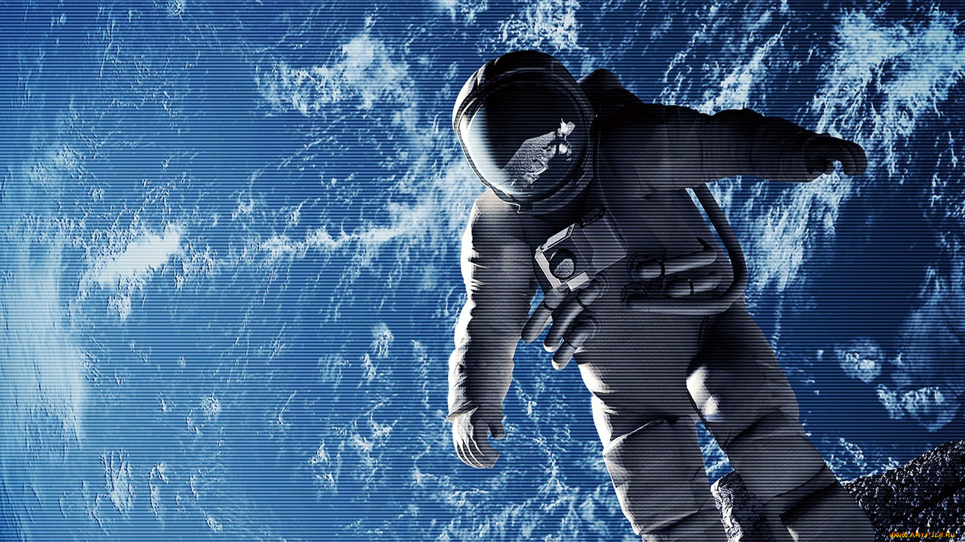 космонавт, космос, астронавты, космонавты, луна, походка, земля, планета, облака