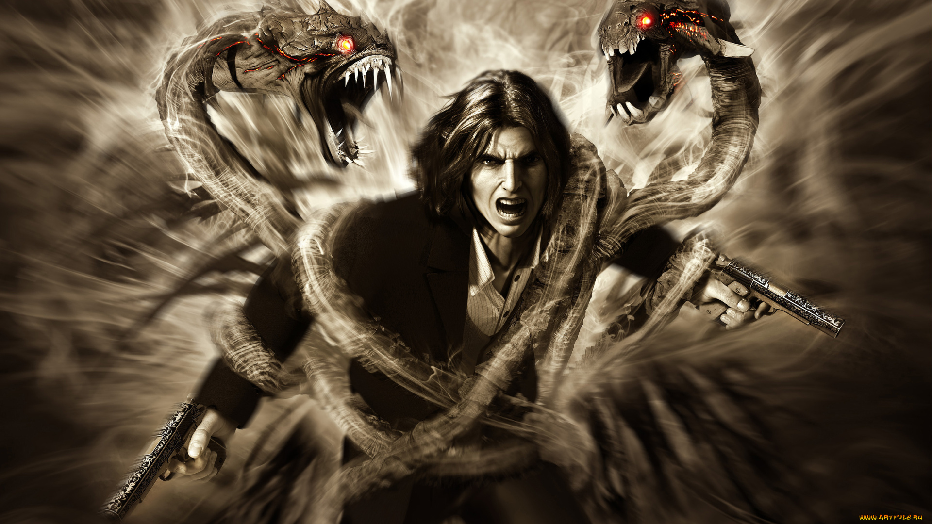 видео, игры, the, darkness, ii, ярость, крик, злость, пистолеты, 2, jackie, estacado, тьма