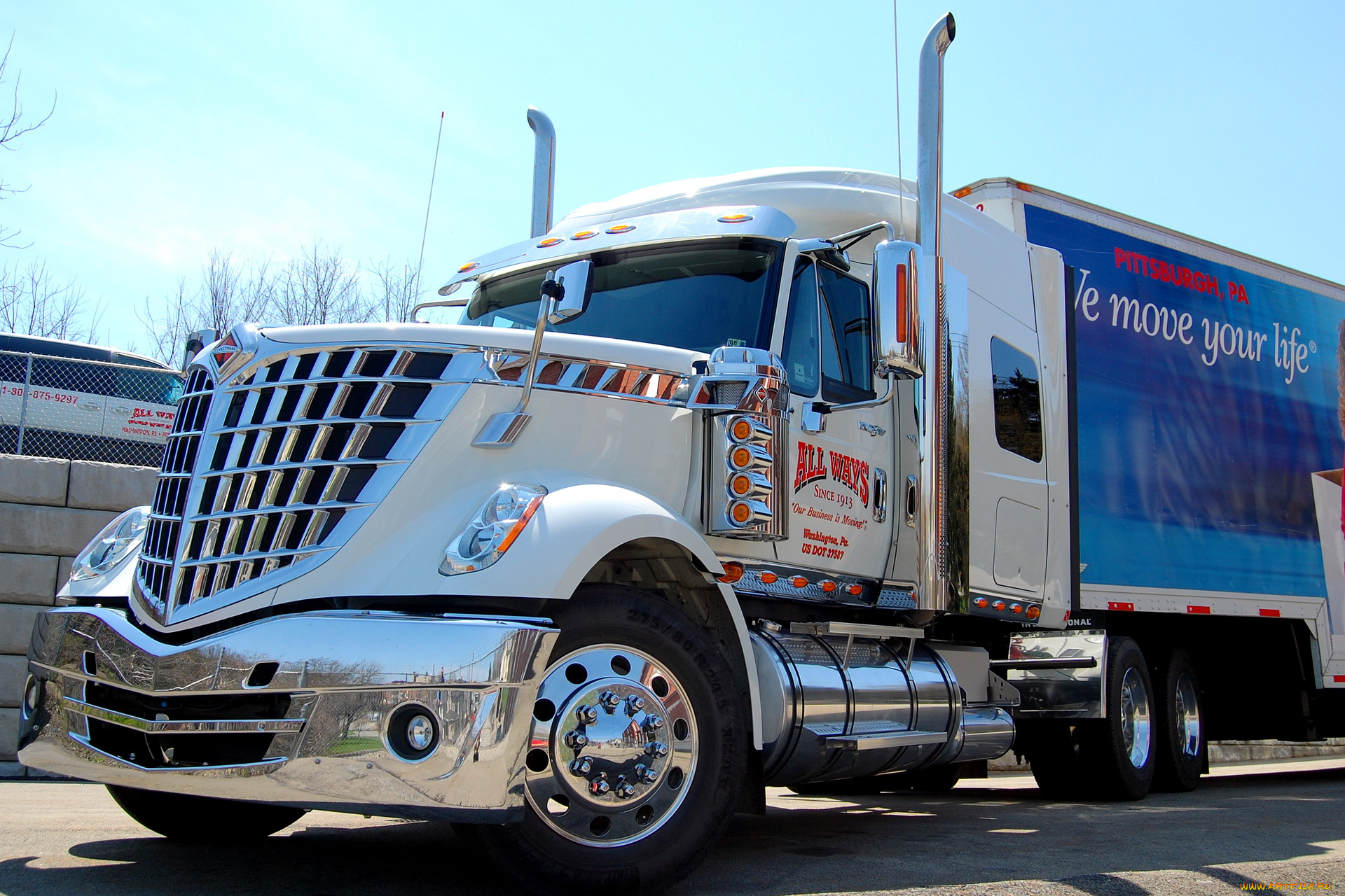 автомобили, international, голубой, грузовик