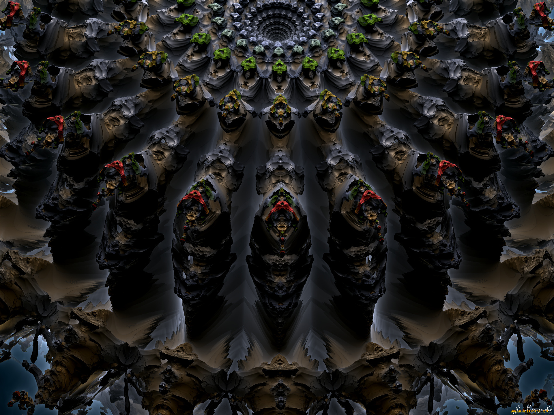 3д, графика, fractal, фракталы, фон, цвета, узор