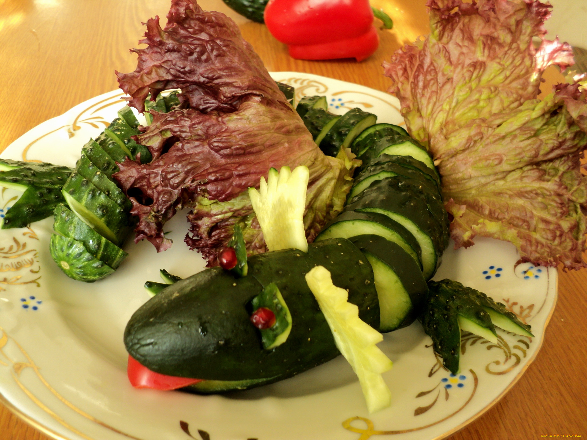 еда, огурцы, огурец, салат, дракон