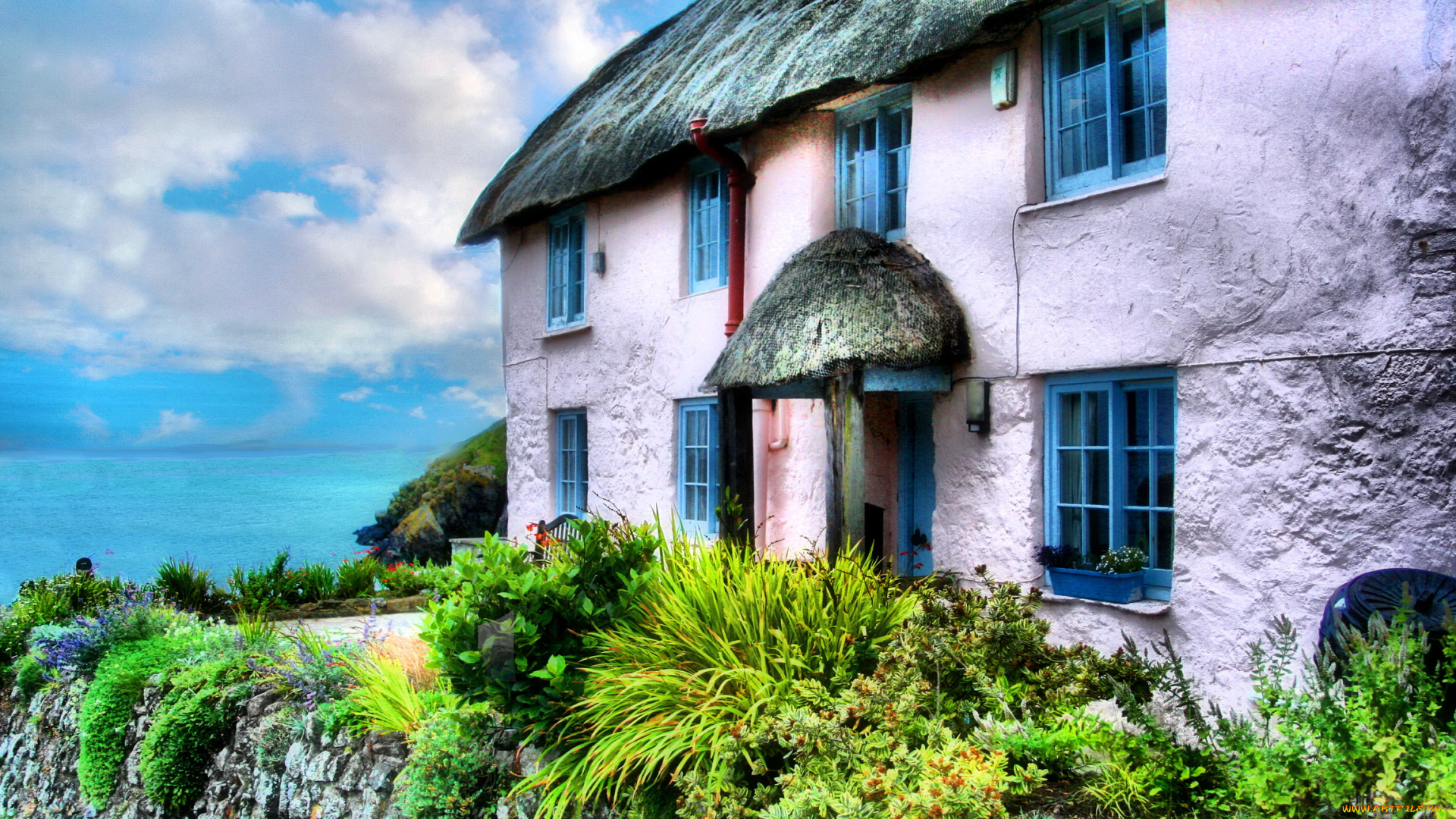 англия, корнуолл, разное, сооружения, постройки, дом, ландшафт, растения