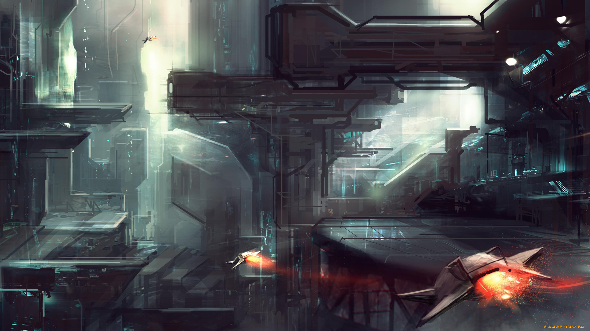 фэнтези, космические, корабли, звездолеты, станции, полет