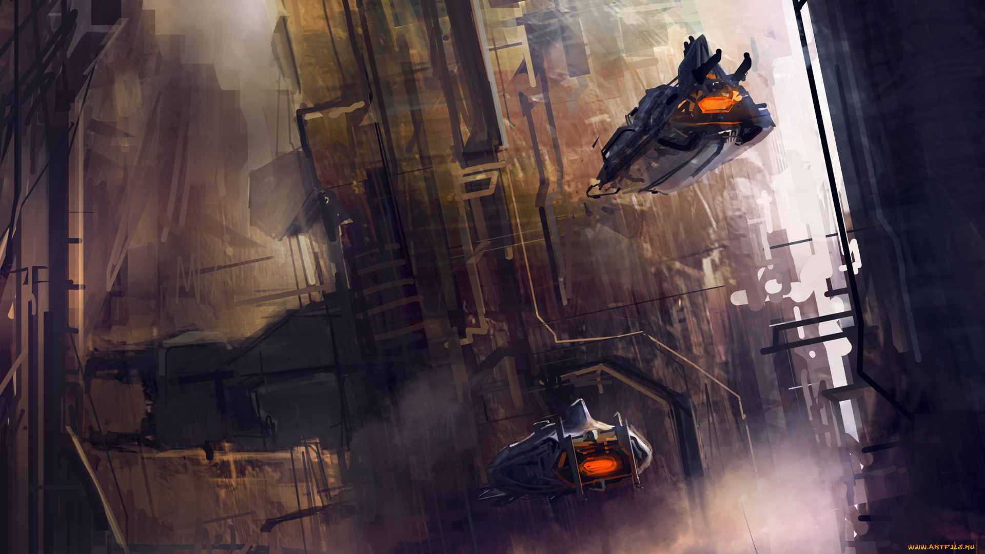 фэнтези, космические, корабли, звездолеты, станции, полет