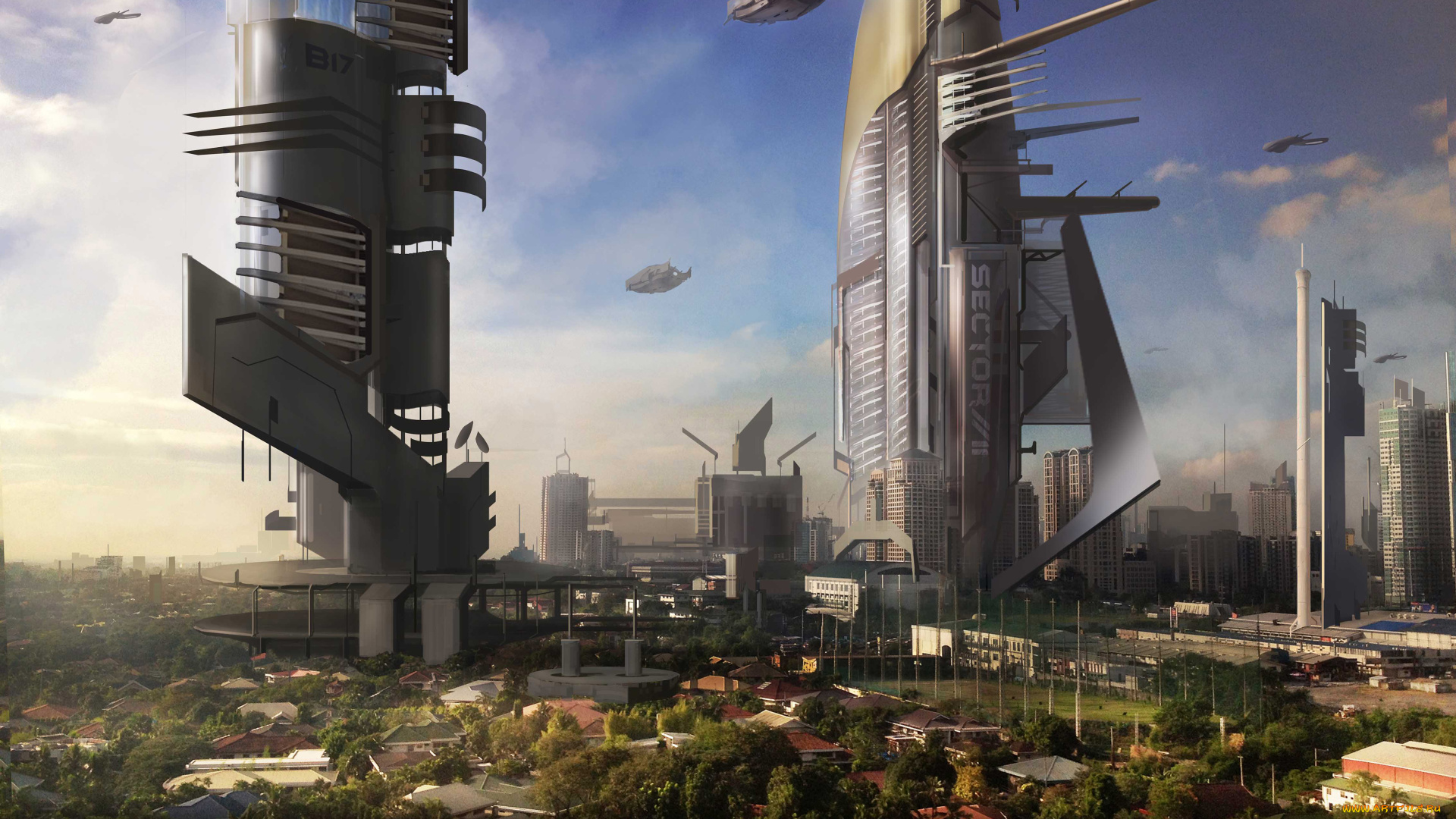 фэнтези, пейзажи, дома