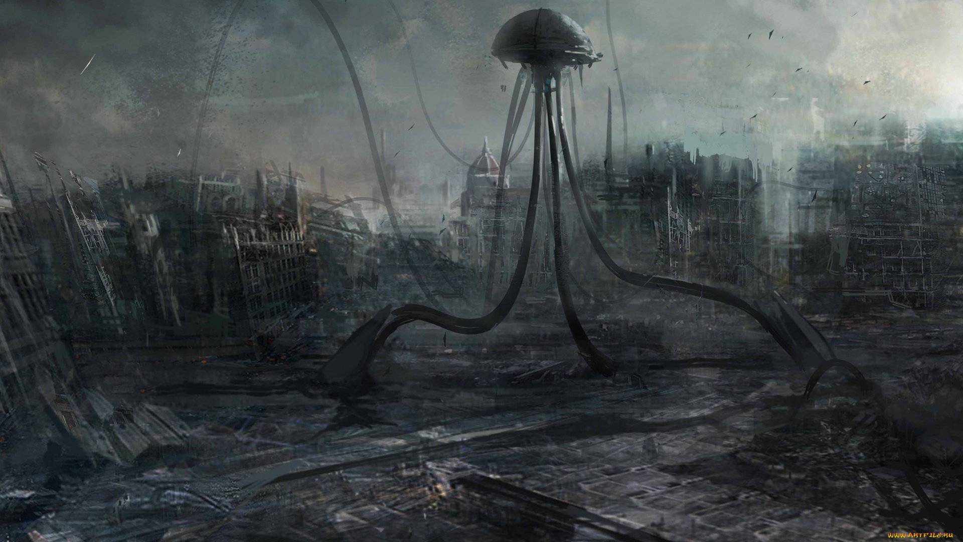 фэнтези, роботы, киборги, механизмы, город