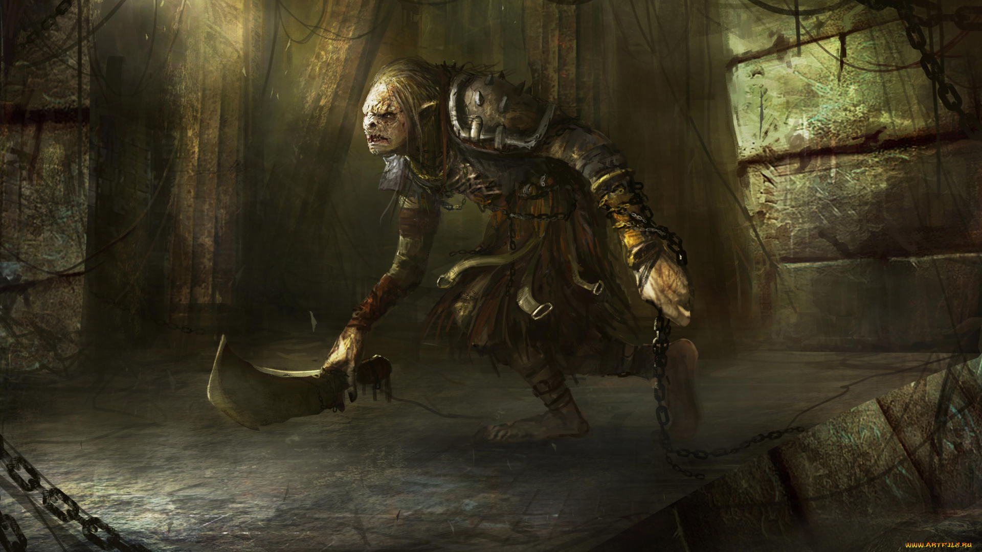 фэнтези, существа, оружие, цепь