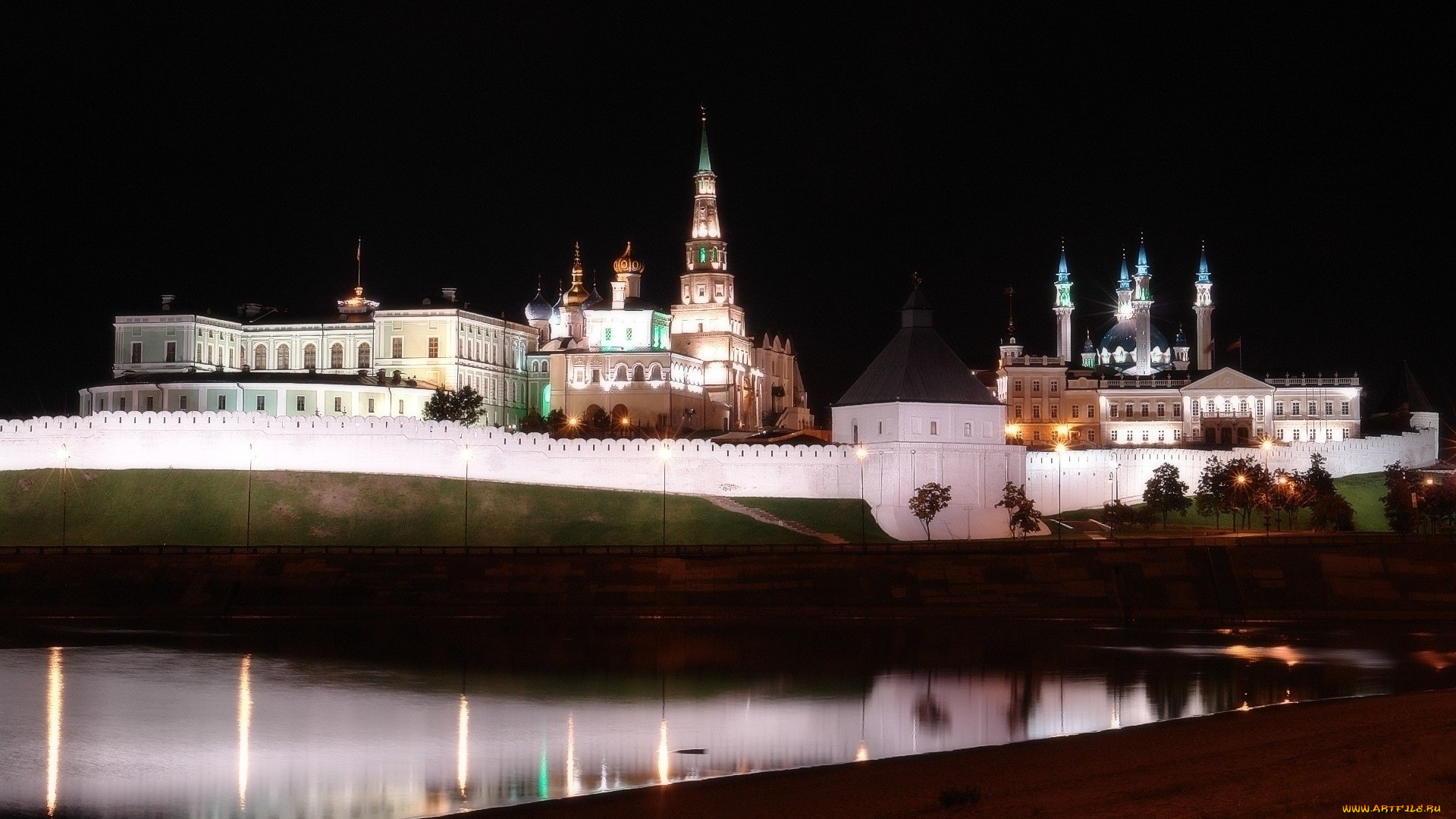 города, мечети, медресе, казань, ночь