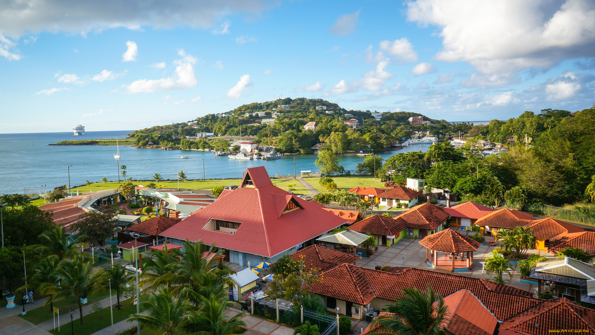 port, seraphine, castries, saint, lucia, города, столицы, государств, сент-люсия, кастри, caribbean, sea, панорама, карибское, море