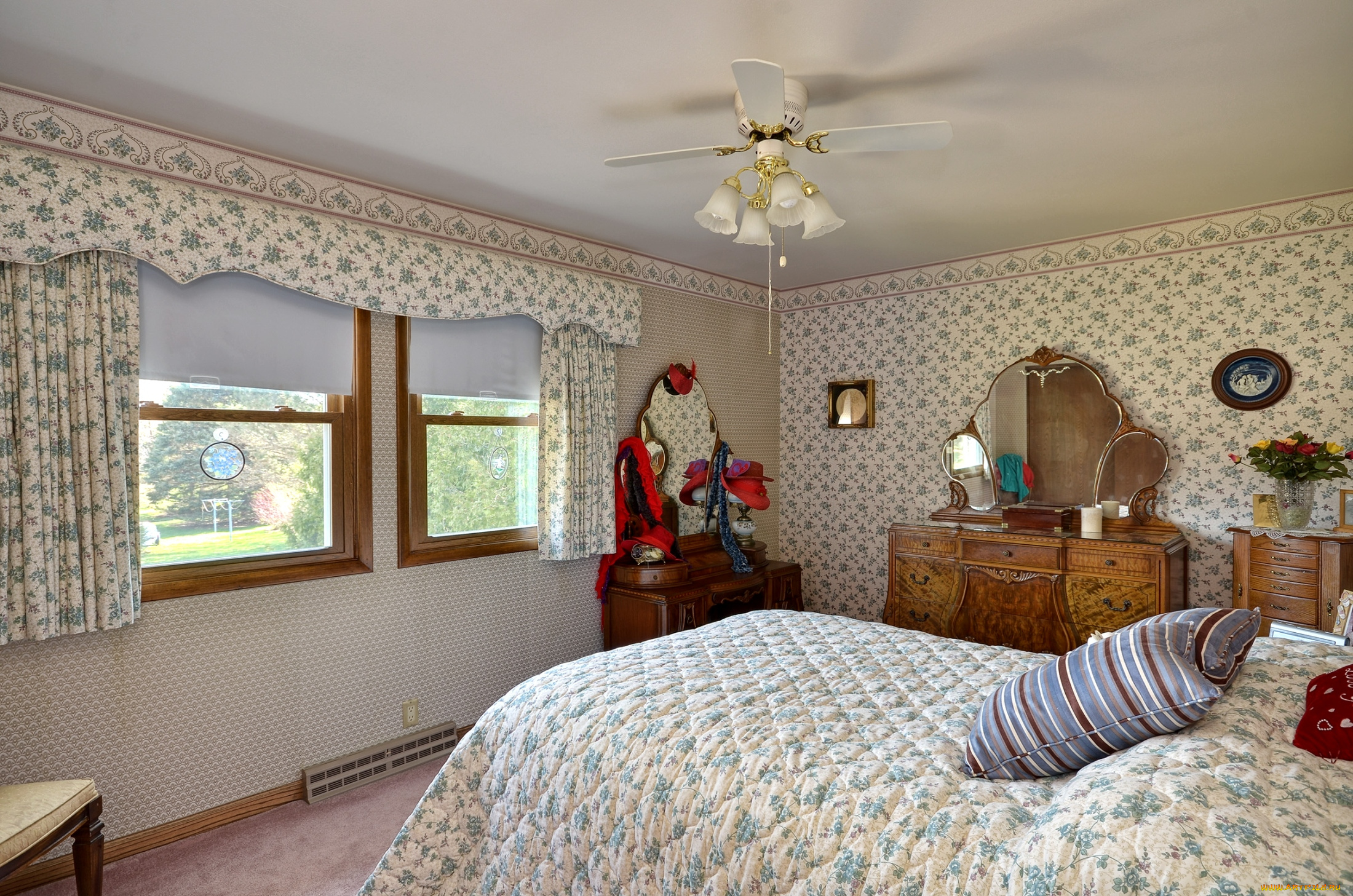 интерьер, спальня, кровать, подушки