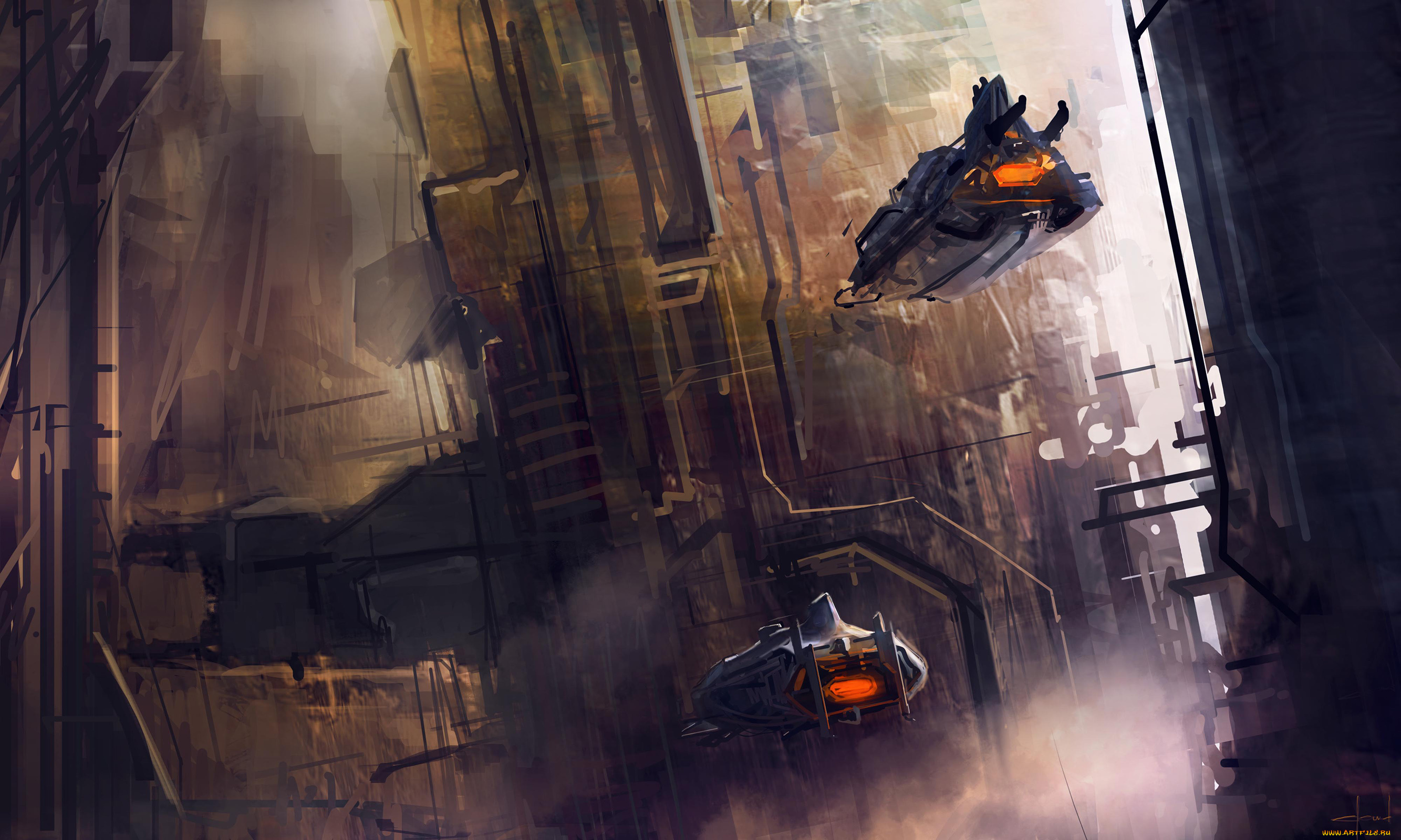 фэнтези, космические, корабли, звездолеты, станции, полет