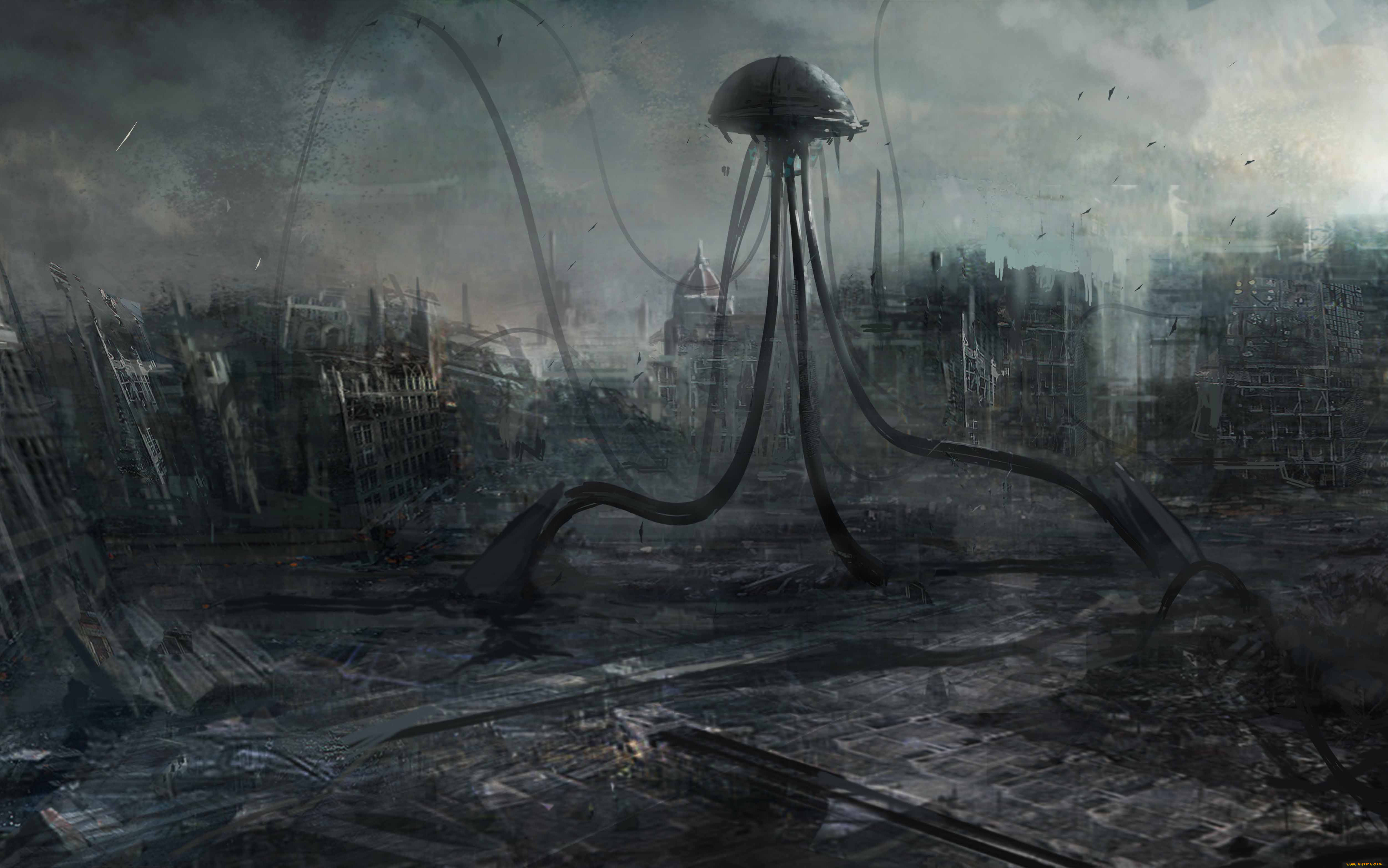 фэнтези, роботы, киборги, механизмы, город