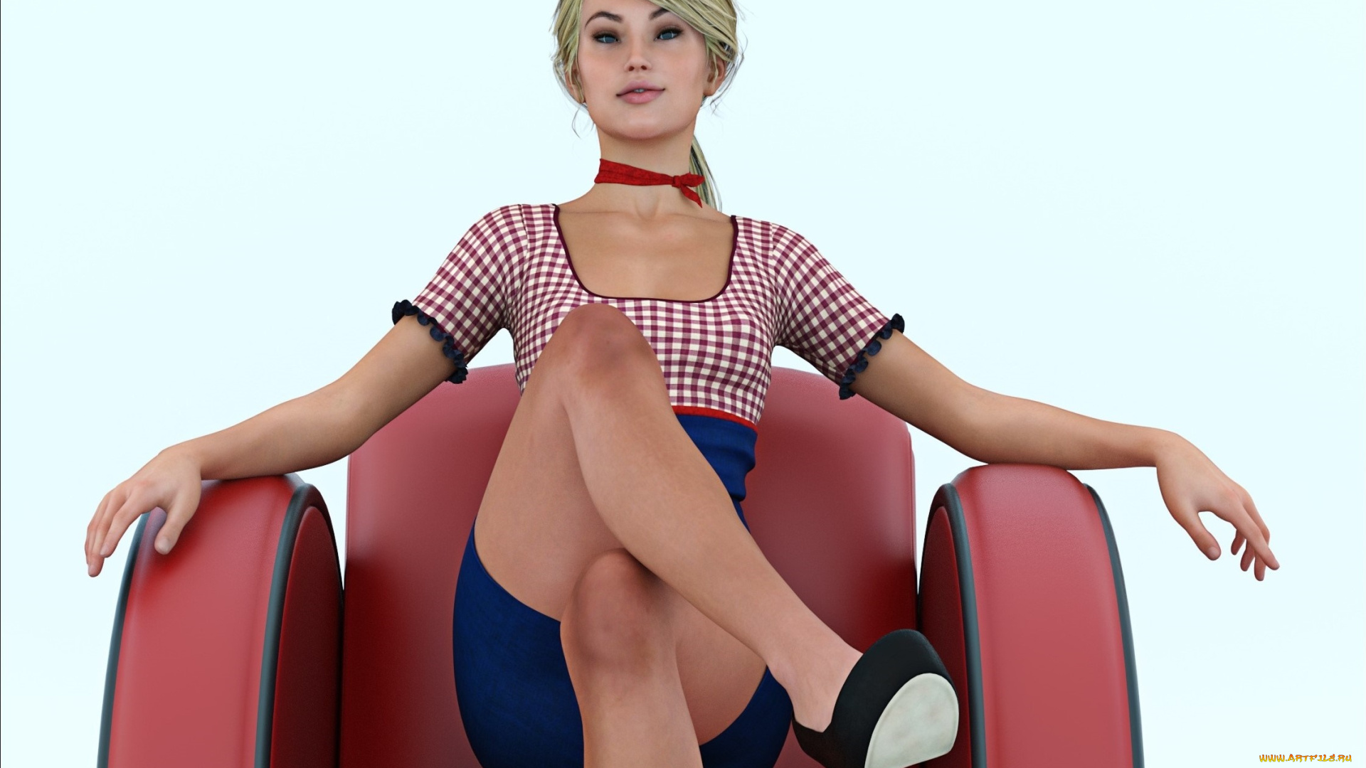 3д, графика, люди, , people, девушка, кресло, фон, взгляд