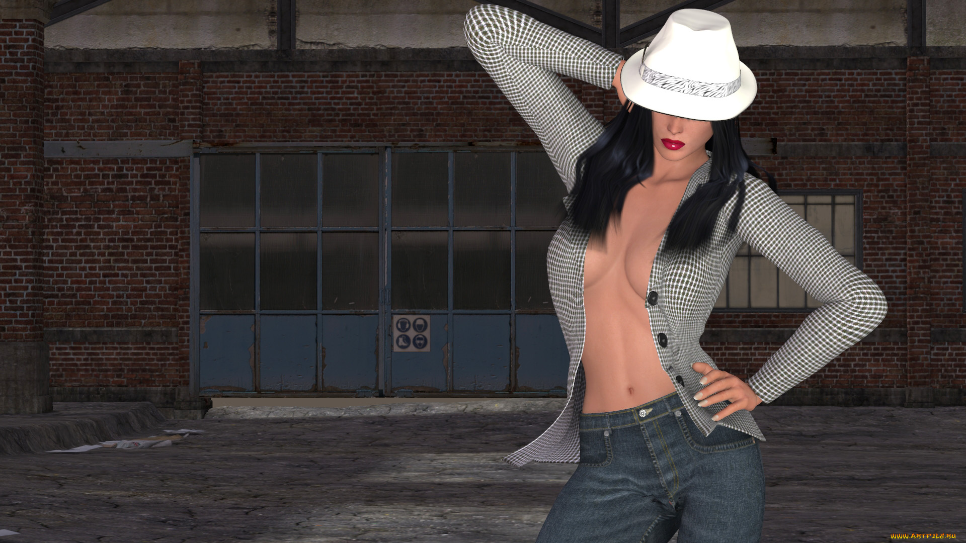 3д, графика, люди, , people, шляпа, фон, взгляд, девушка