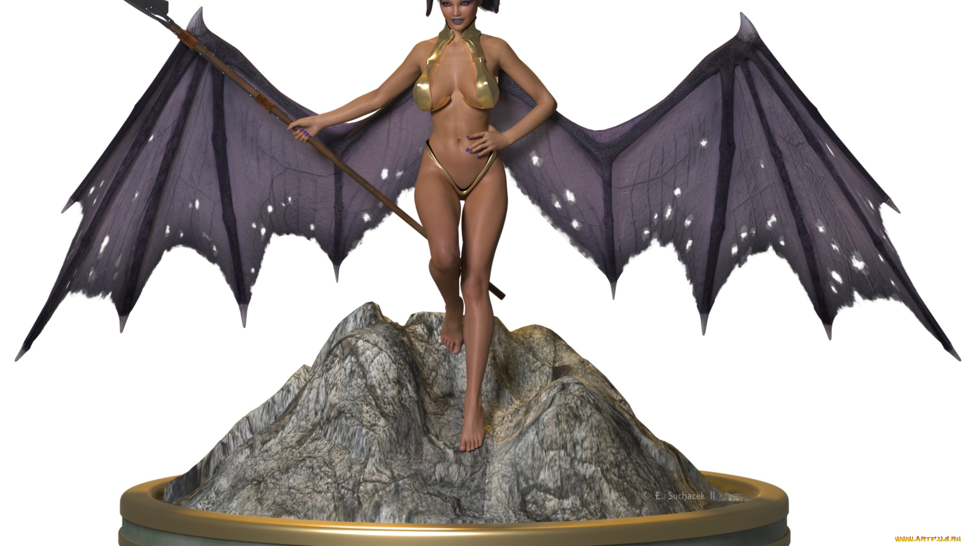 3д, графика, существа, , creatures, крылья, оружие, взгляд, фон, кастаника