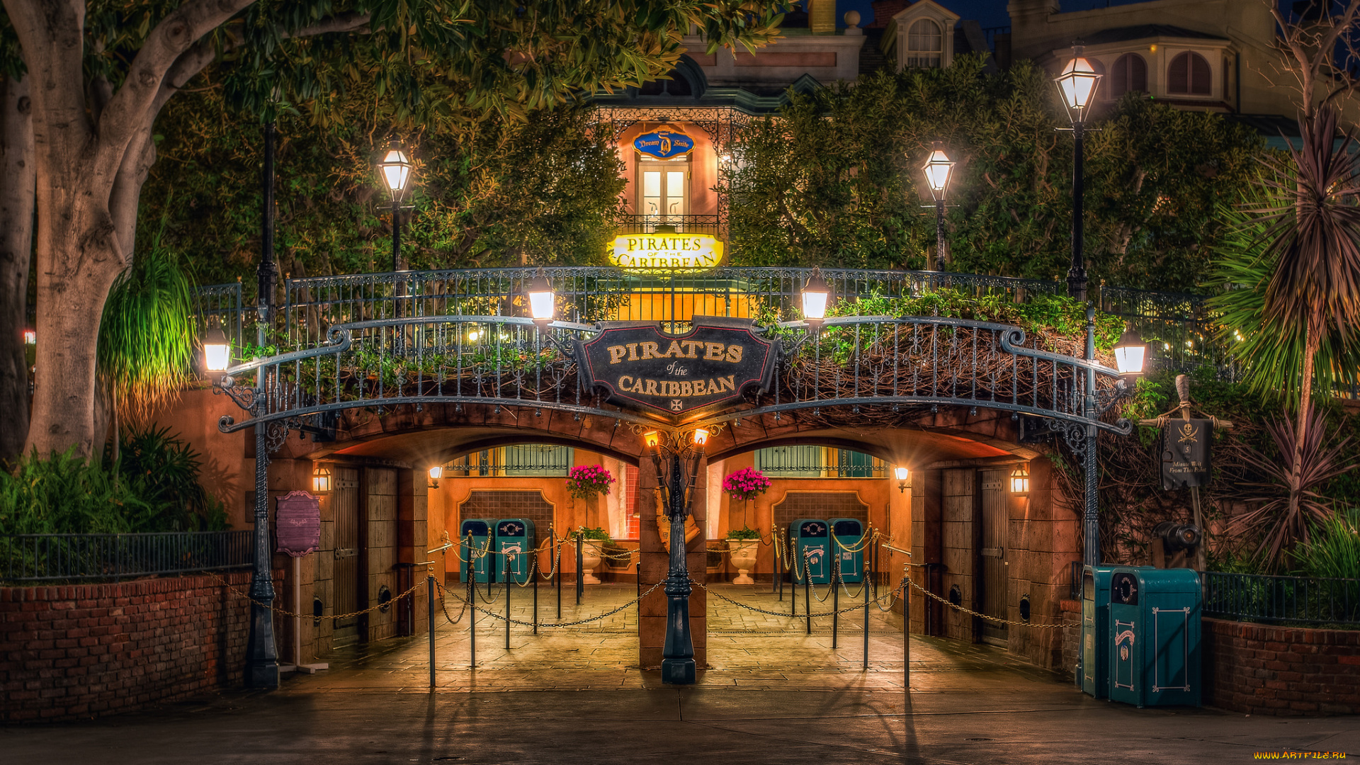 города, -, огни, ночного, города, ночь, улица, заведение, огни