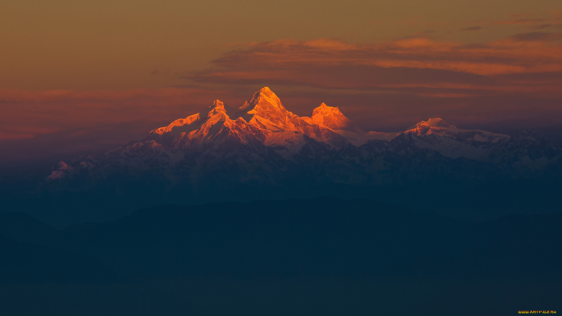 природа, горы, гималаи, горный, массив, утро, свет