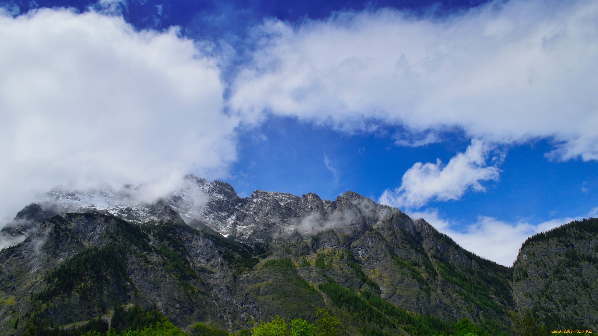природа, горы, гора, небо, облака