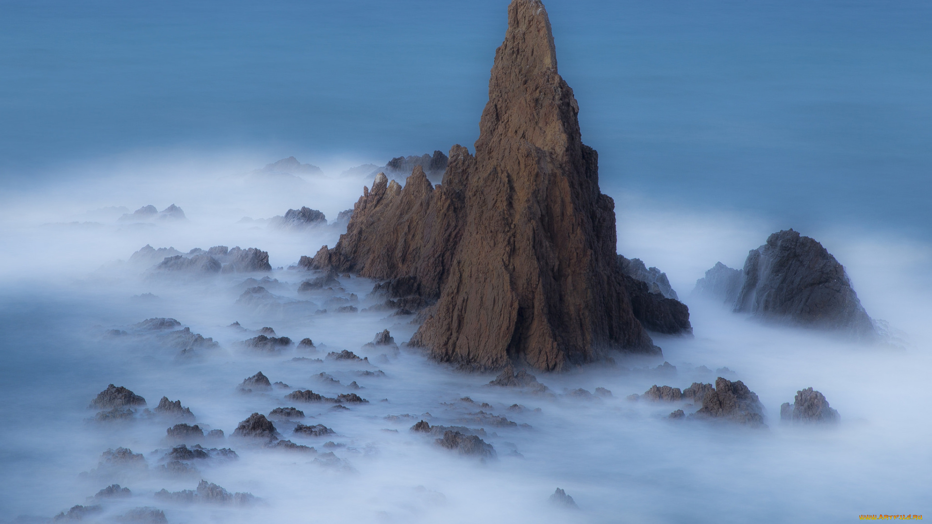 природа, побережье, берег, скалы, небо, море