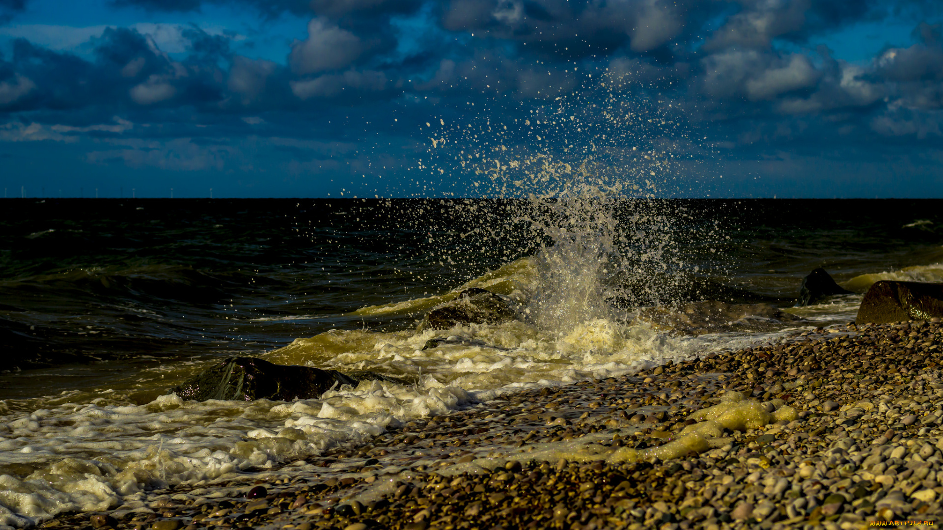 природа, побережье, камни, брызги, море