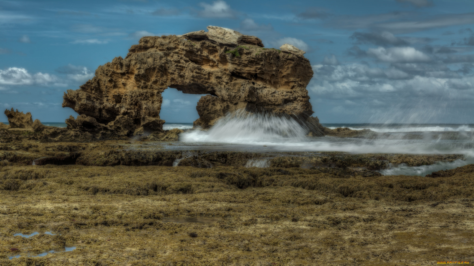 природа, побережье, прибой, арка, скала, океан