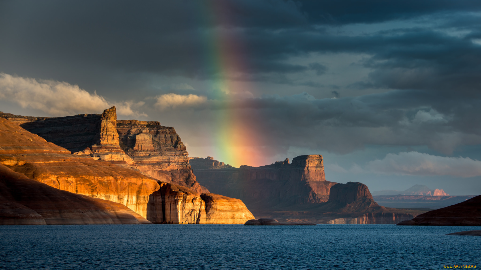 природа, радуга, небо, горы