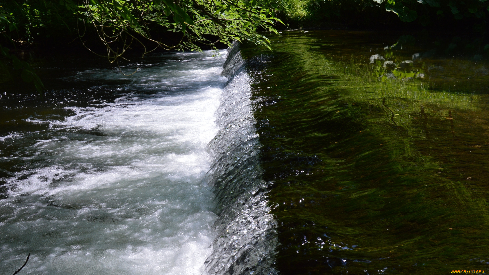 природа, водопады, деревья, река