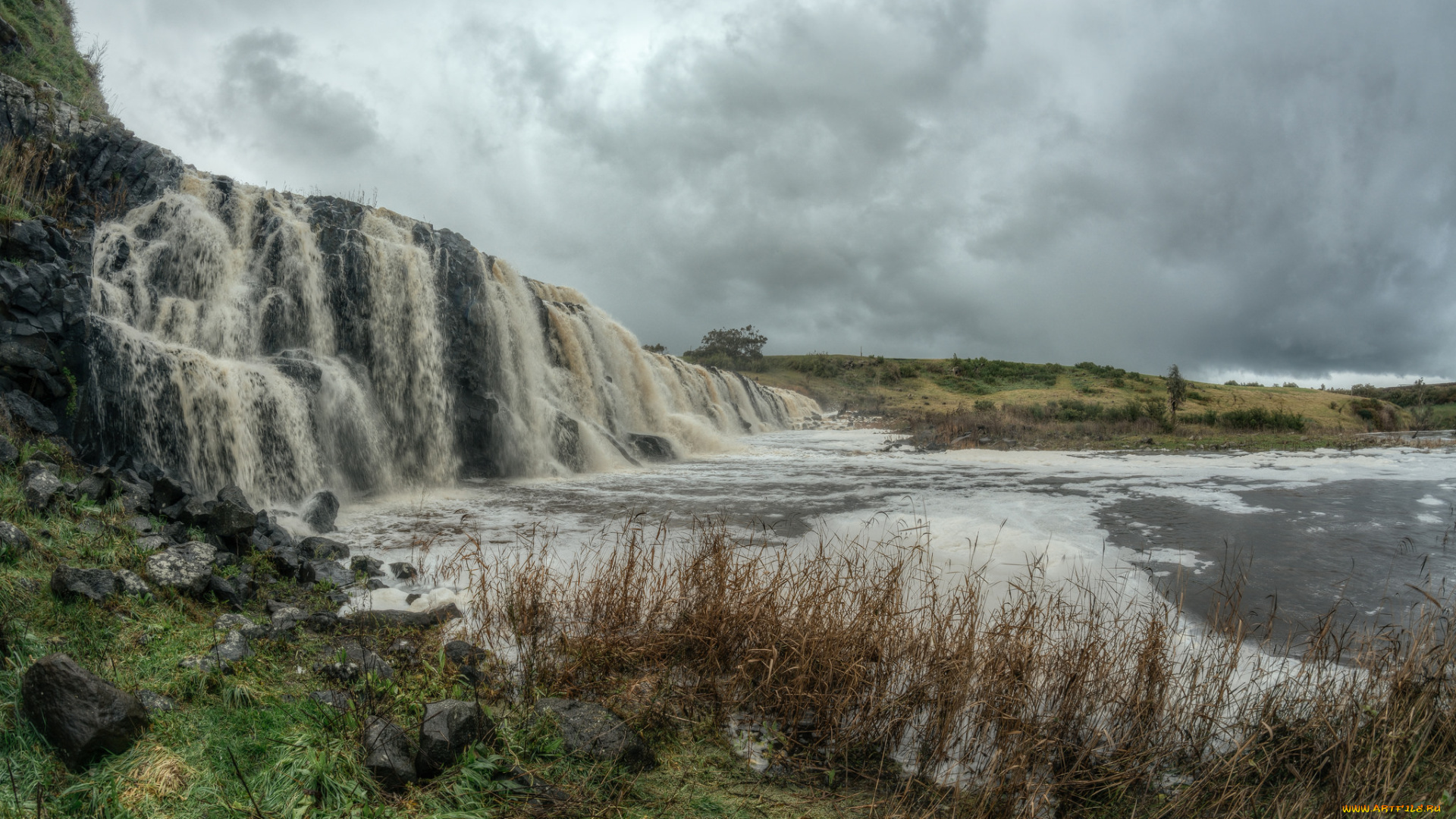 природа, водопады, водопад, берег