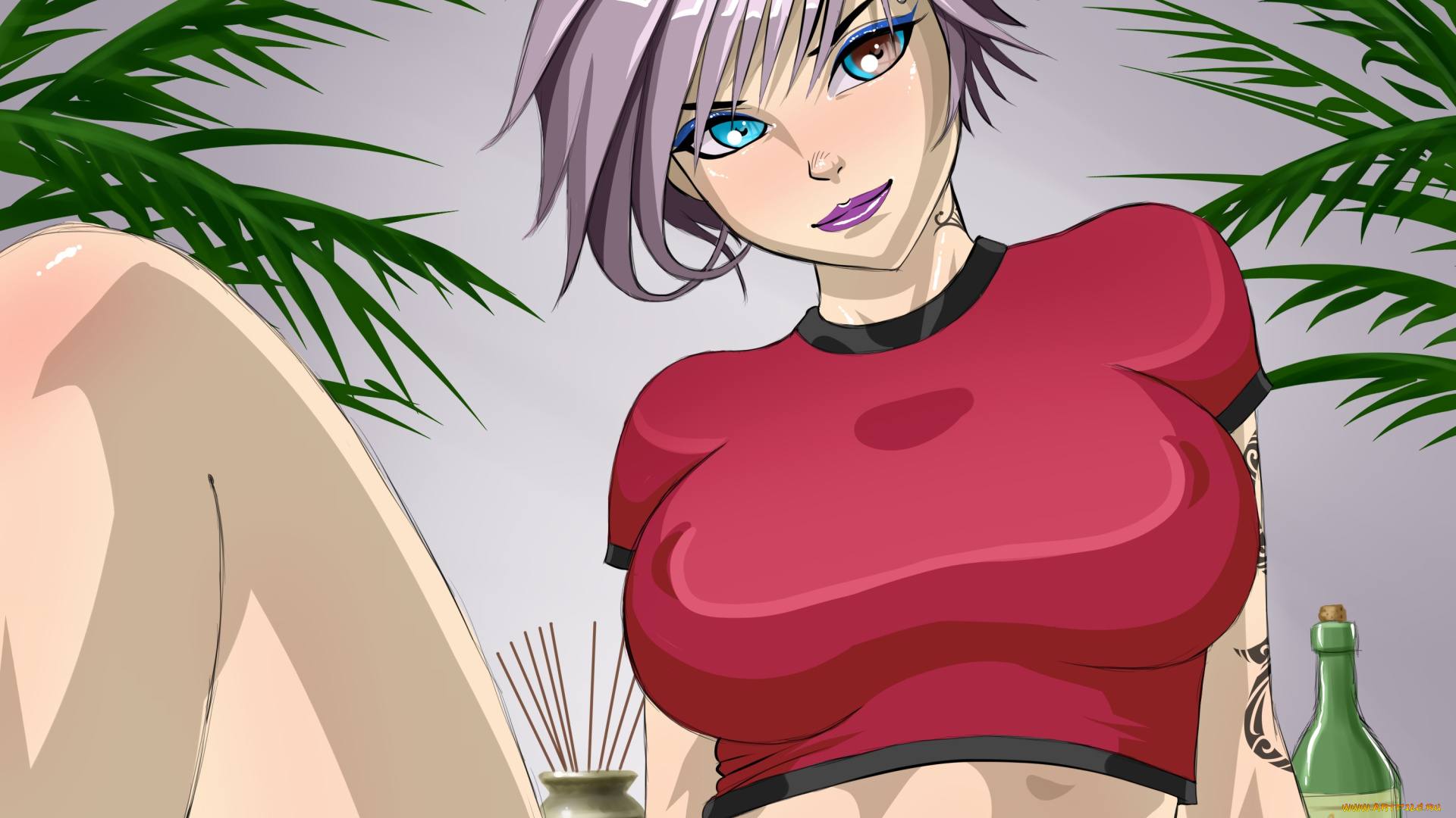 рисованное, люди, девушка, фон, взгляд