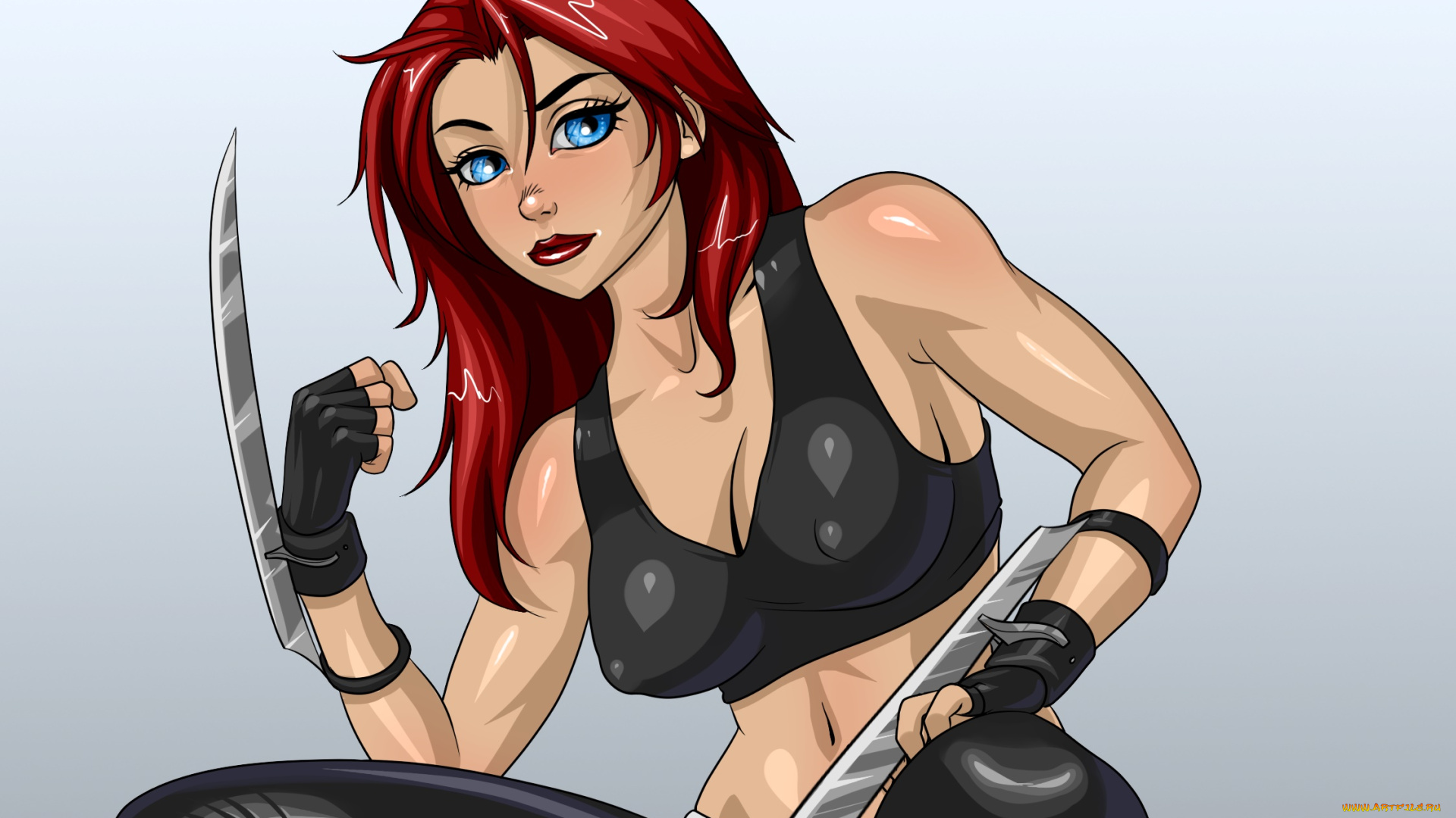 рисованное, люди, девушка, оружие, фон, взгляд