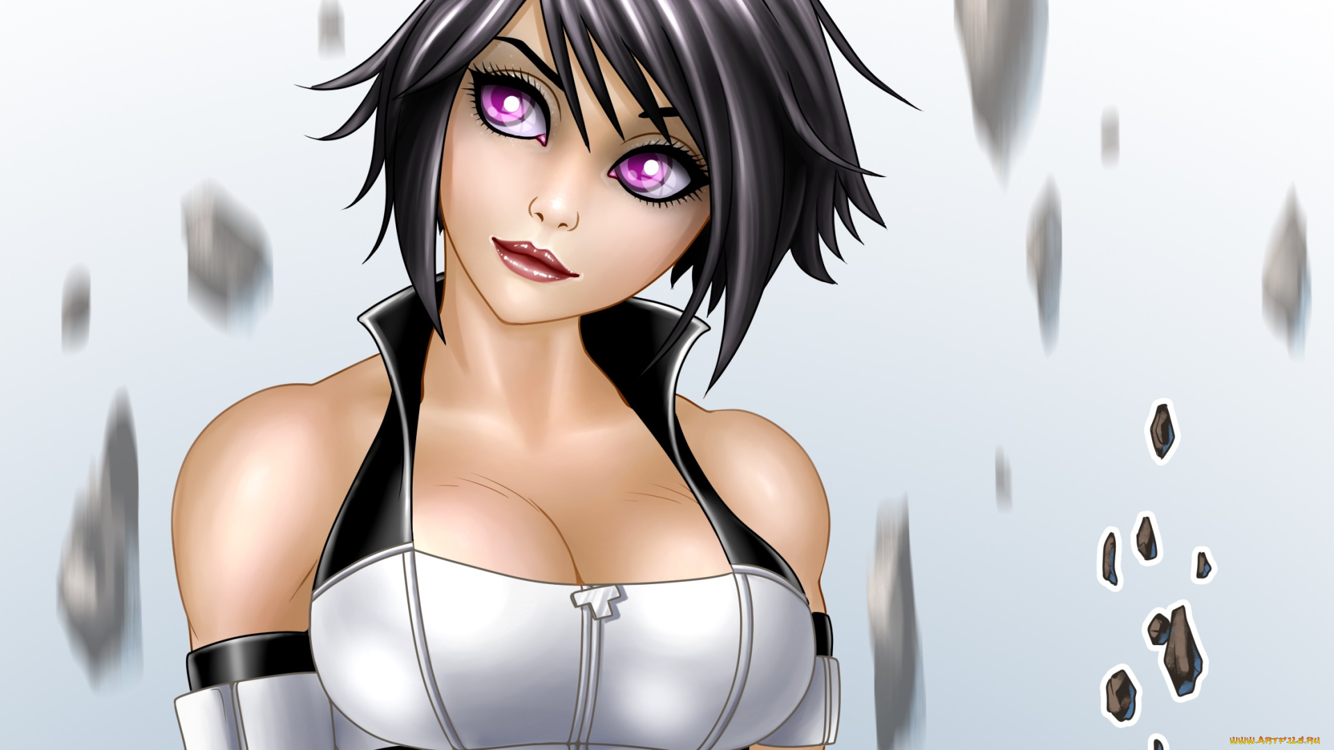 рисованное, люди, фон, взгляд, девушка