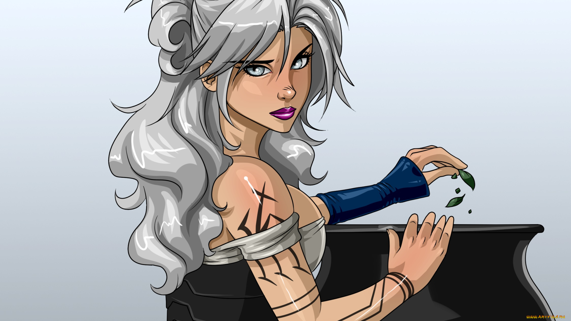 рисованное, люди, взгляд, девушка, фон