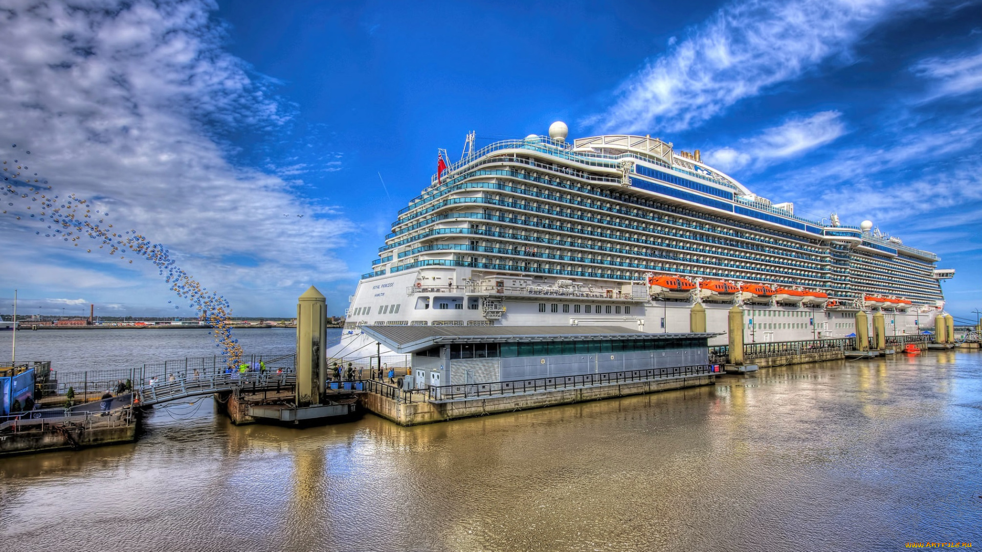 royal, princess, корабли, лайнеры, лайнер, океанский, круиз, причал