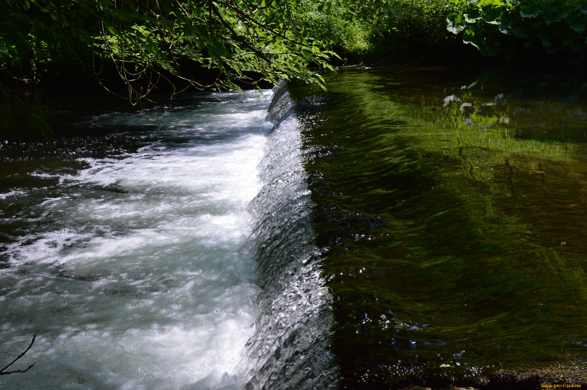 природа, водопады, деревья, река