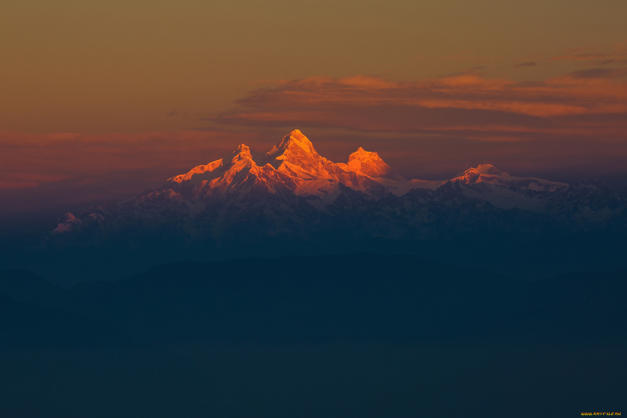 природа, горы, гималаи, горный, массив, утро, свет