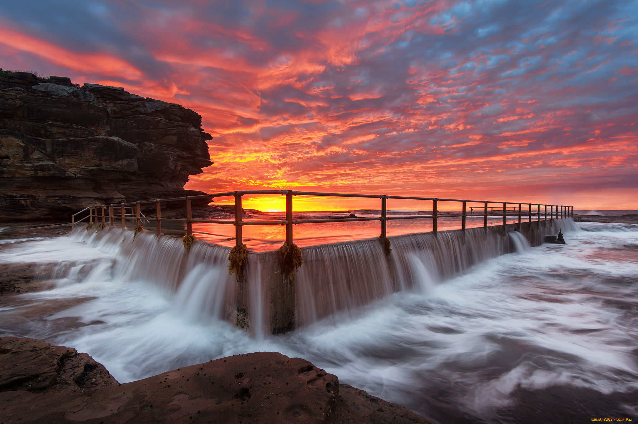 природа, побережье, волны, скалы, берег, океан