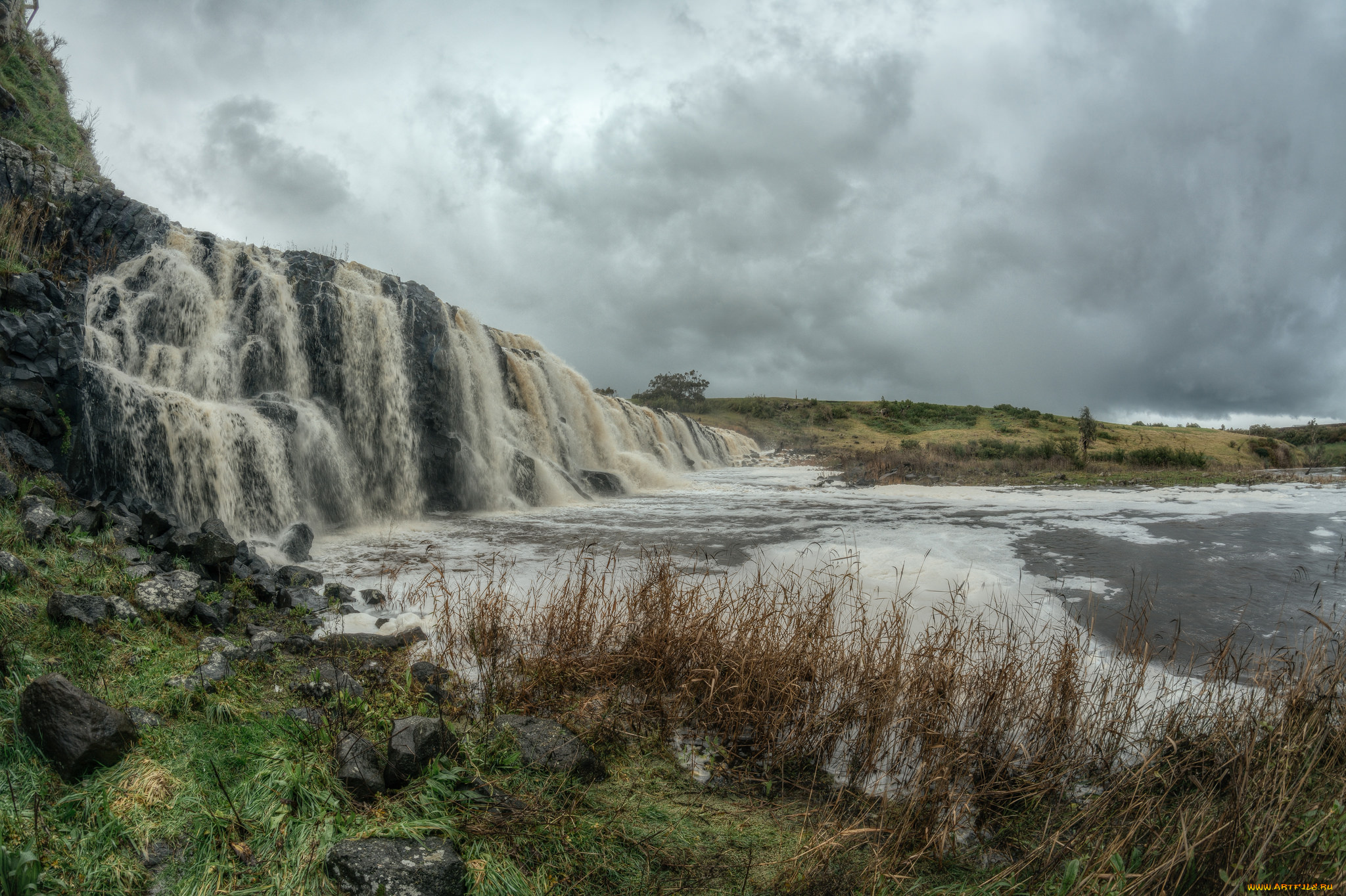 природа, водопады, водопад, берег