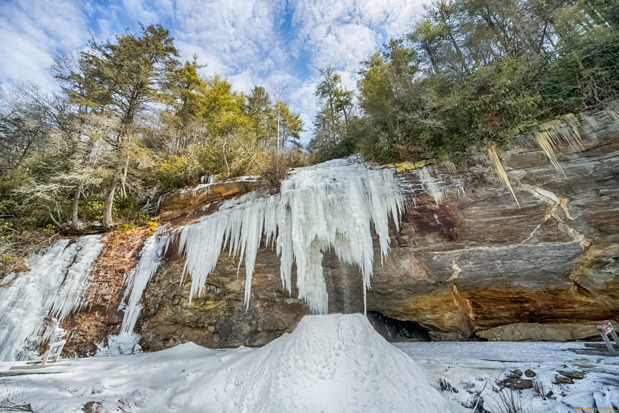 природа, водопады, река, лес, водопад