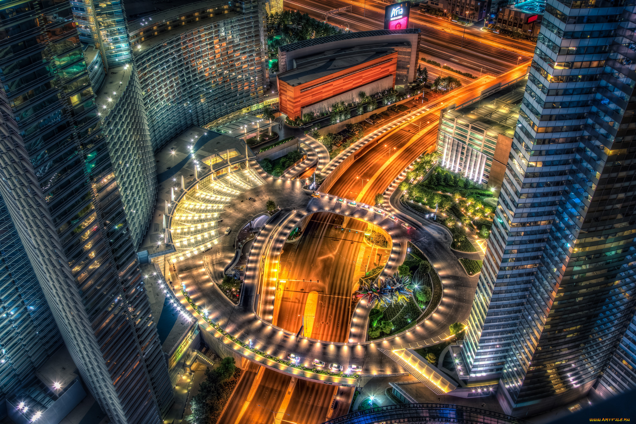 las, vegas, city, center, города, лас-вегас, , сша, казино, отели, ночь, огни