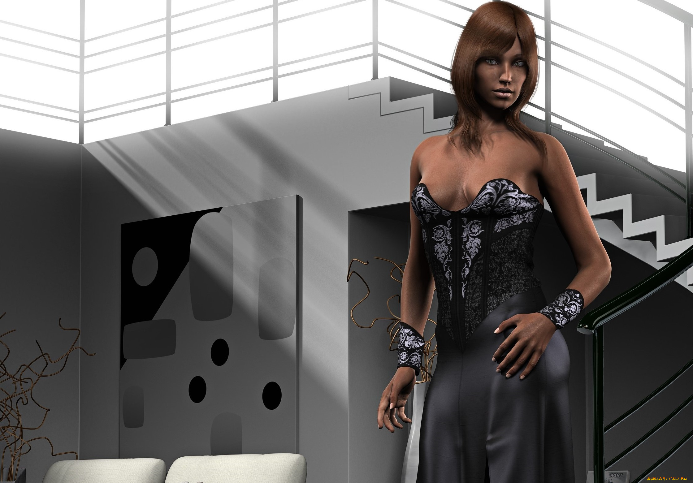 3д, графика, люди, , people, фон, взгляд, девушка