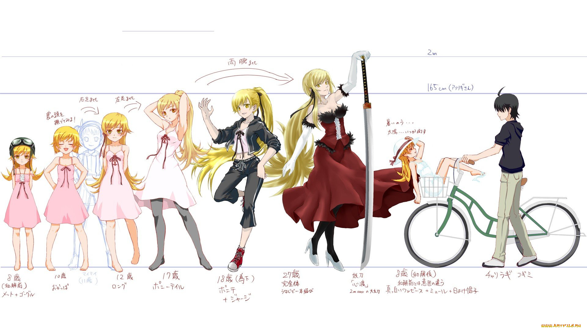 аниме, bakemonogatari, парень, девушки