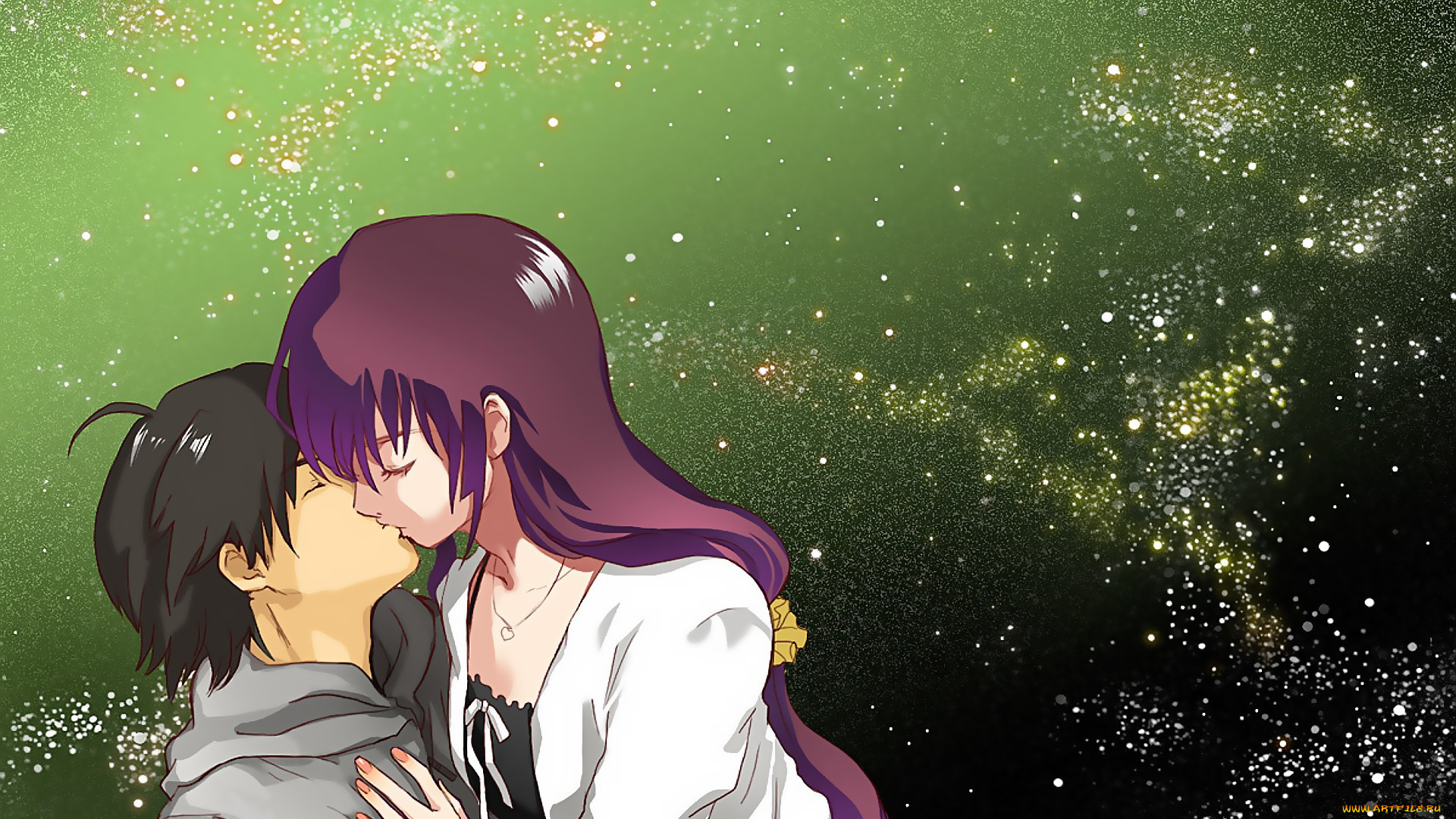 аниме, bakemonogatari, поцелуй