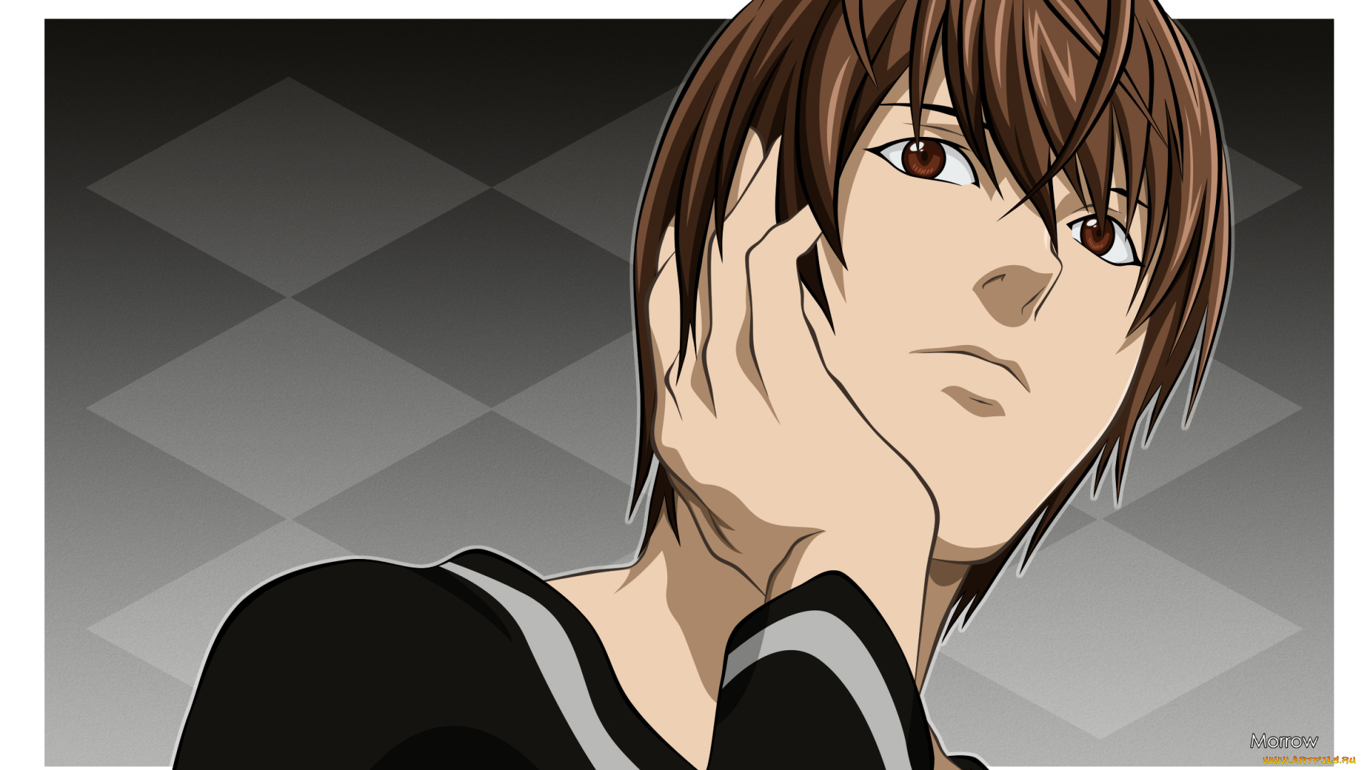 аниме, death, note, взгляд, парень, фон