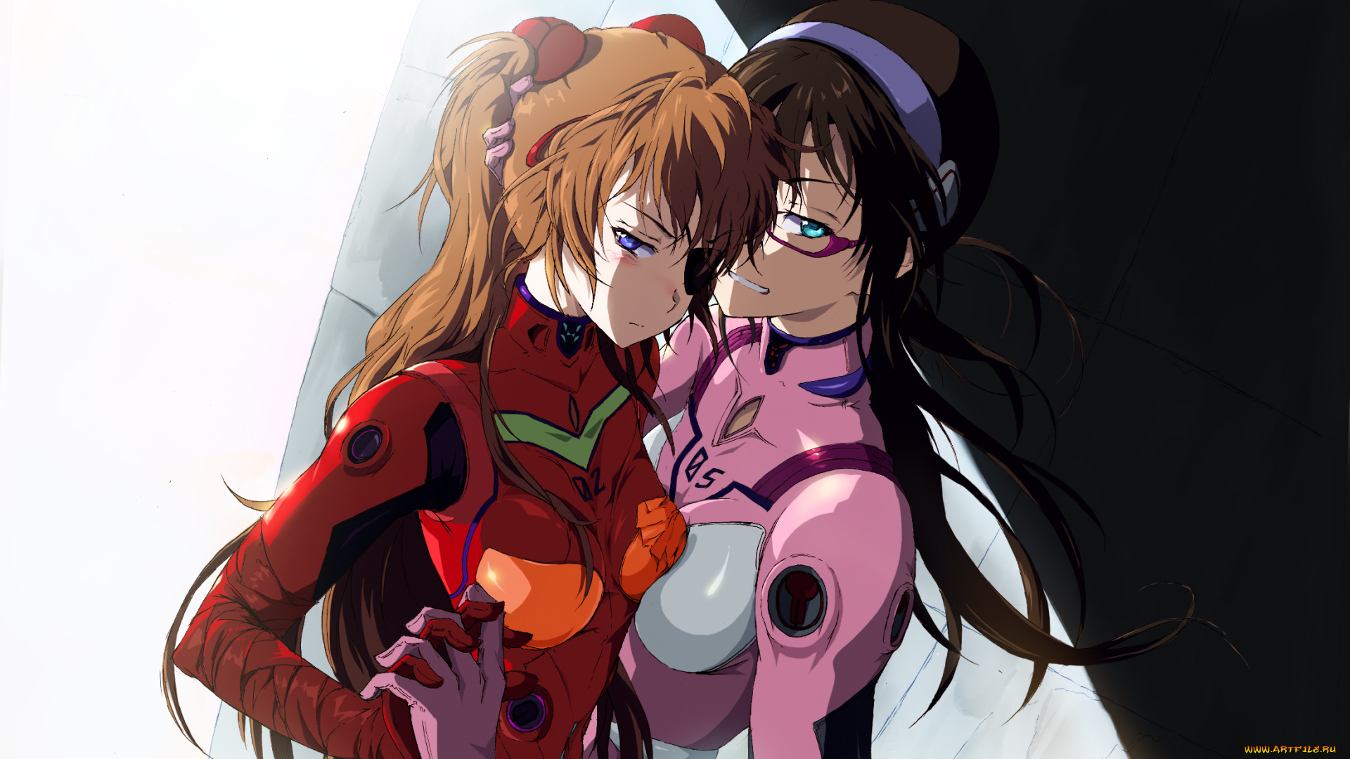 аниме, evangelion, фон, взгляд, девушки