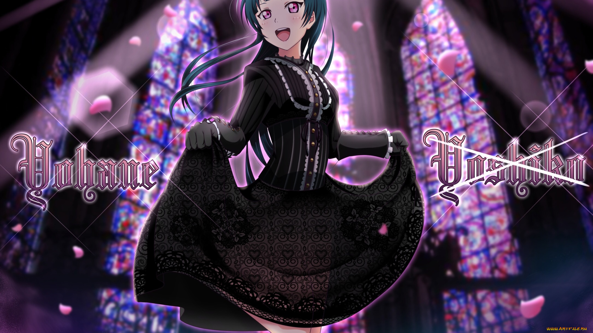 аниме, love, live, , school, idol, project, девушка, взгляд, фон