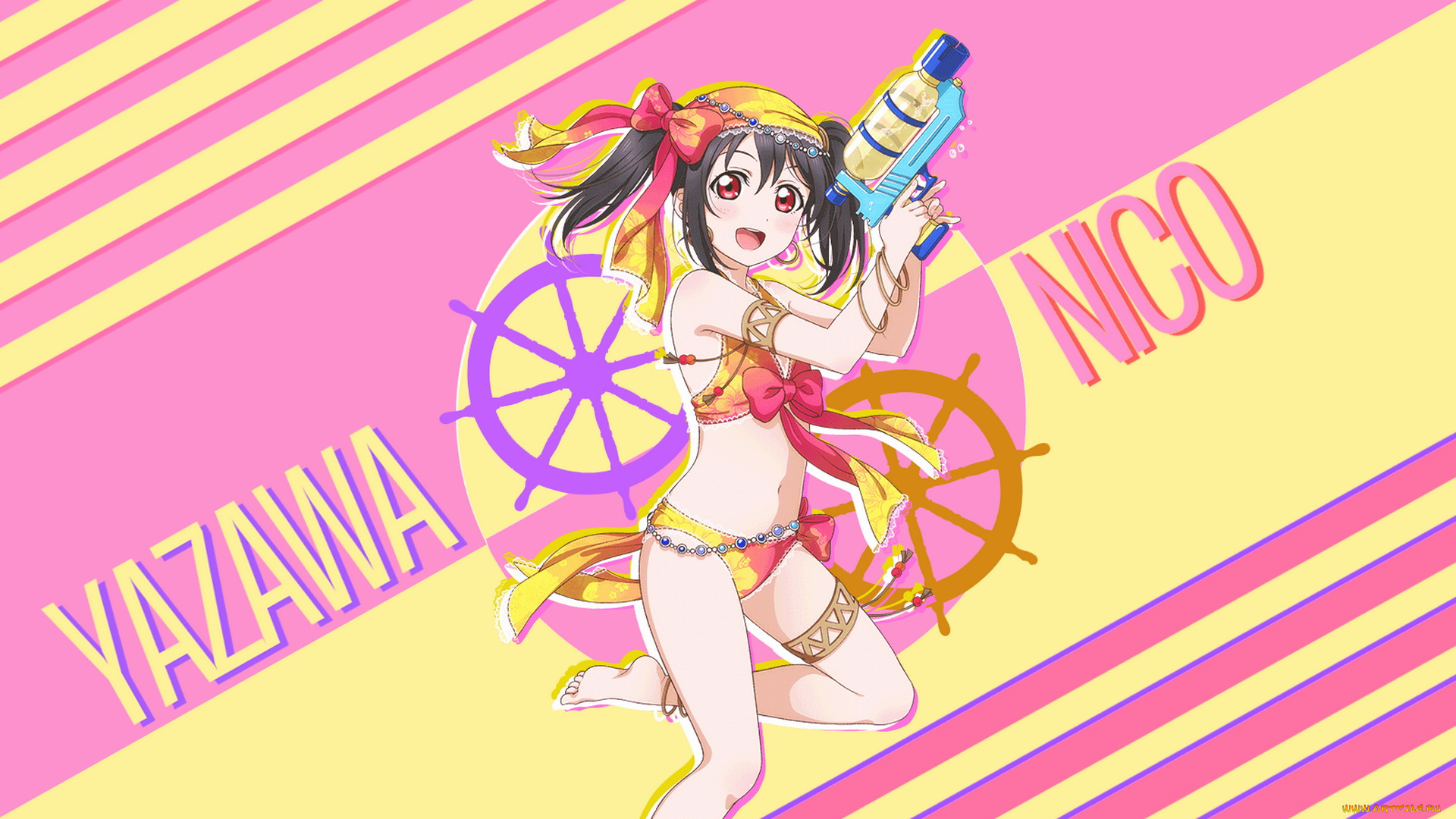 аниме, love, live, , school, idol, project, девушка, фон, взгляд