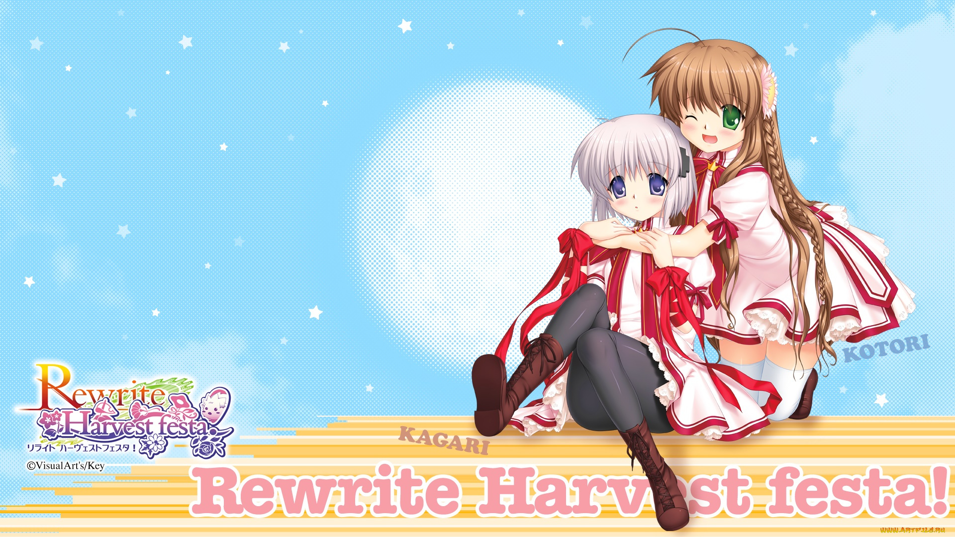 аниме, rewrite, девушка, взгляд, фон