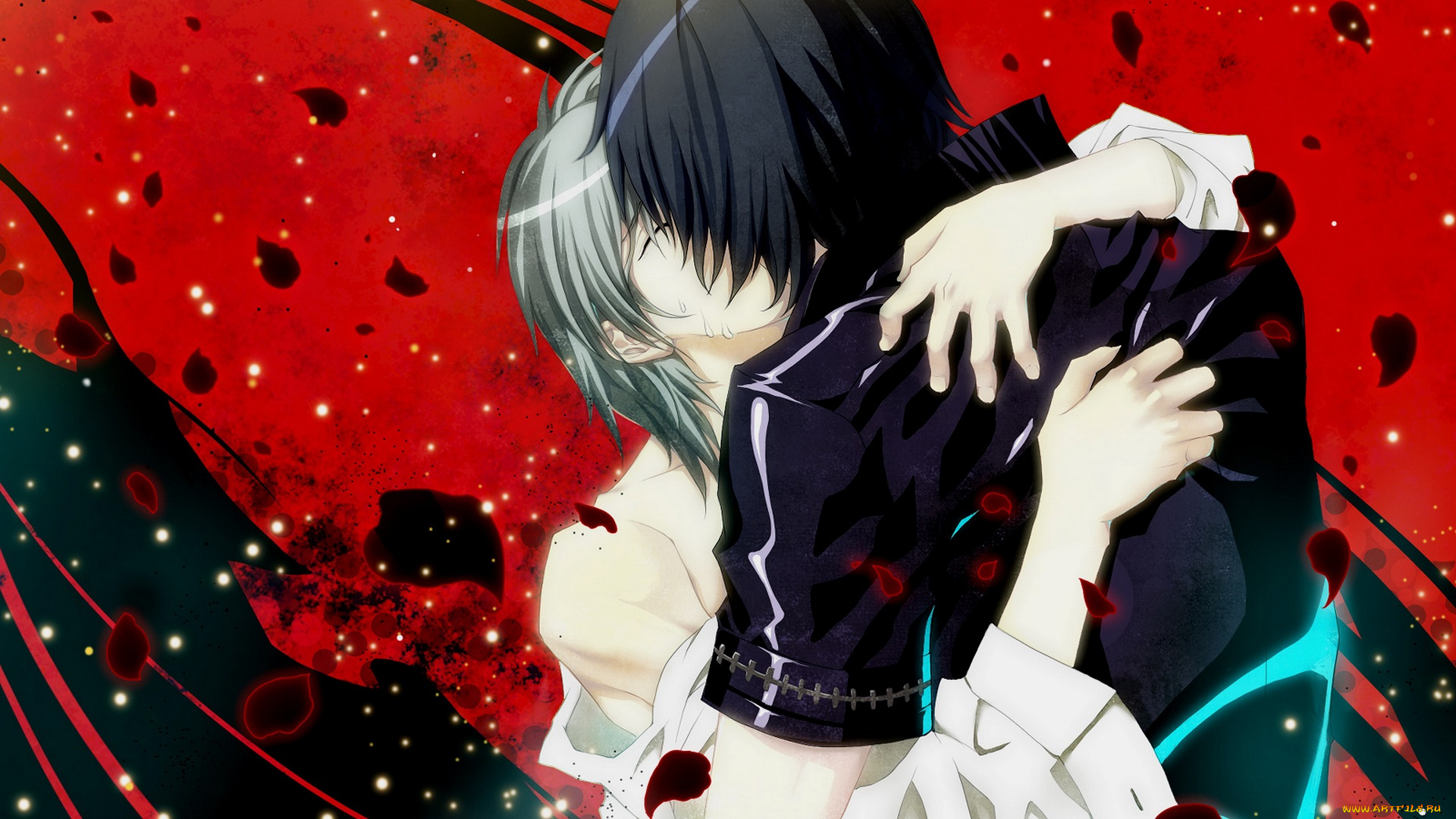 аниме, togainu, no, chi, объятия, парни