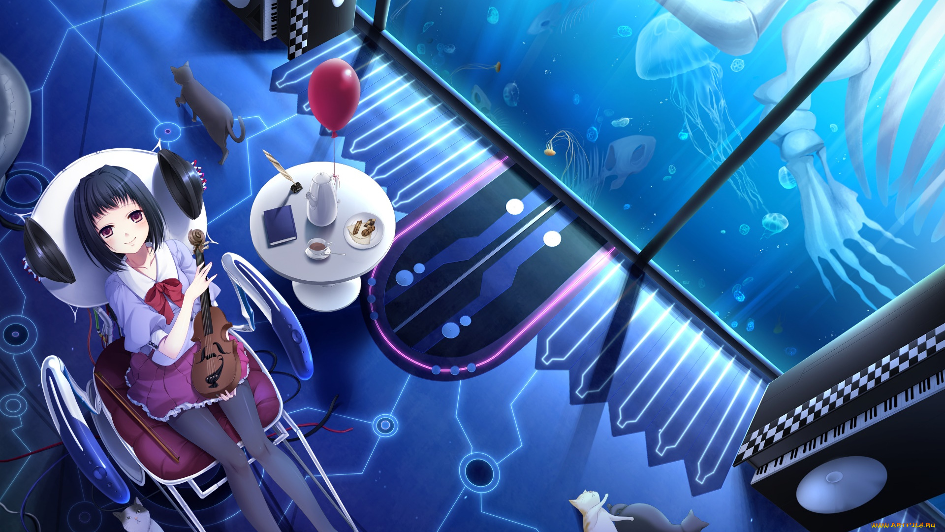 аниме, unknown, , другое, фон, взгляд, девушка