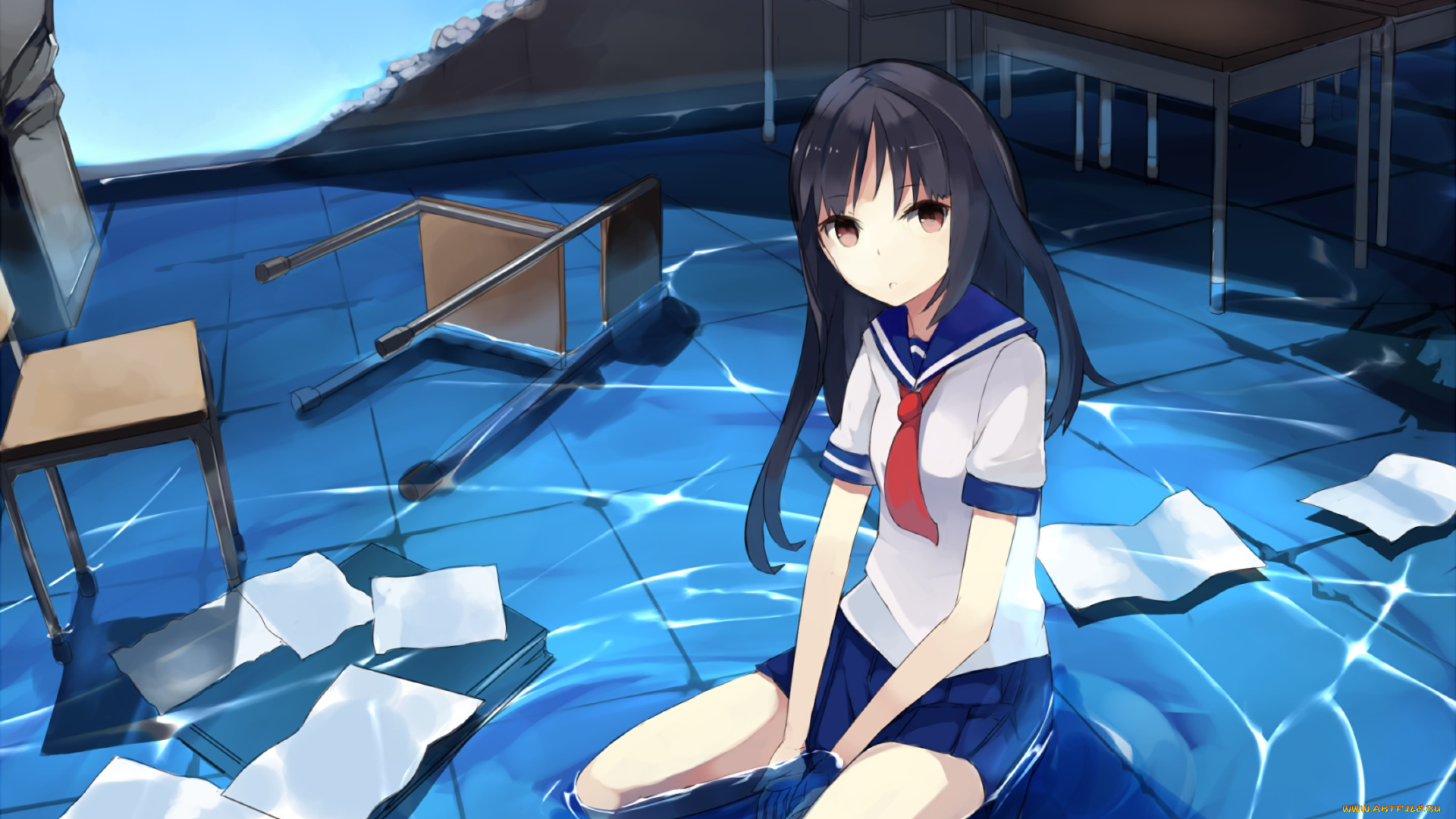 аниме, unknown, , другое, фон, взгляд, девушка